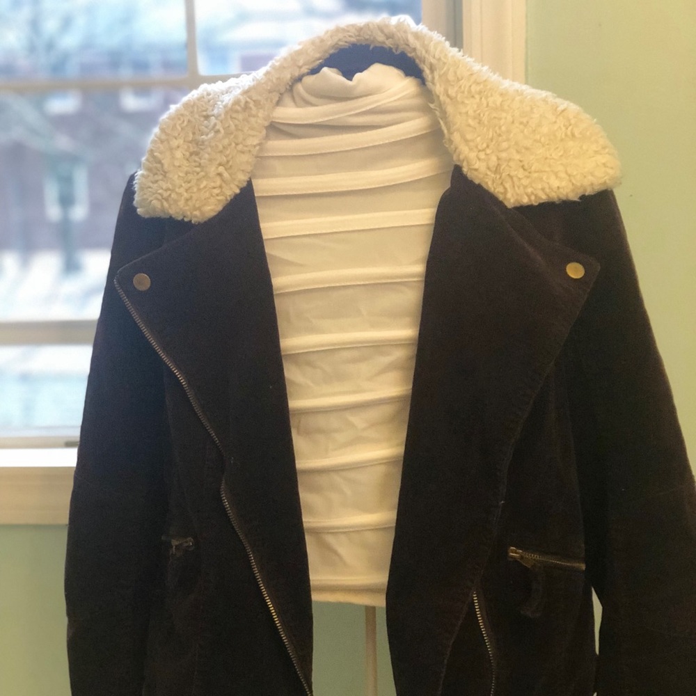 Brown Corduroy Jacket with Sherpa line Collar
